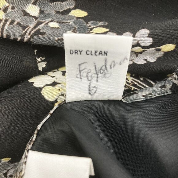 Talbots Linen Silk Dandelion Floral Skirt Black Yellow A-Line 4 - Picture 13 of 13
